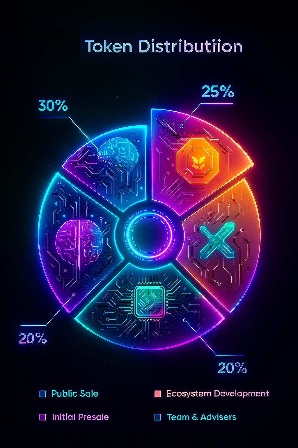 Pie chart of XA900K token distribution